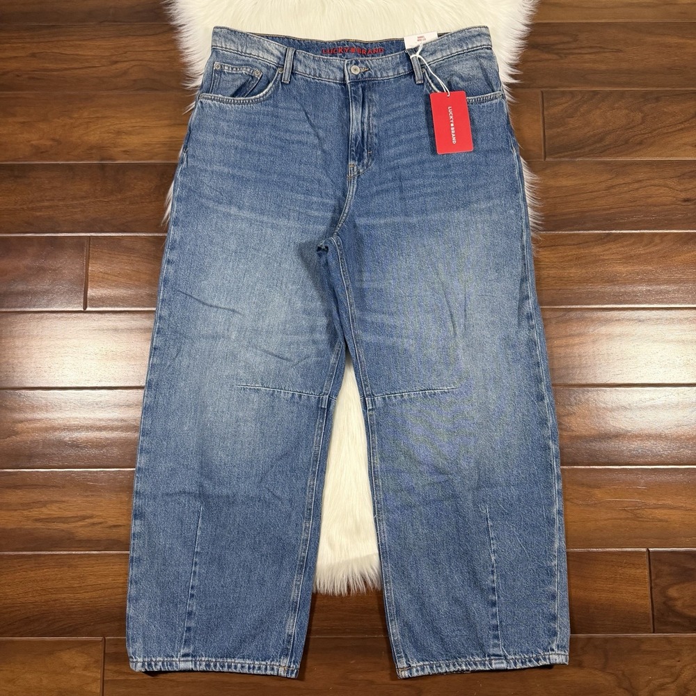 Lucky Brand Size 14 / 32 Barrel Wide Leg Denim Jeans in Vintage Cobalt Wash